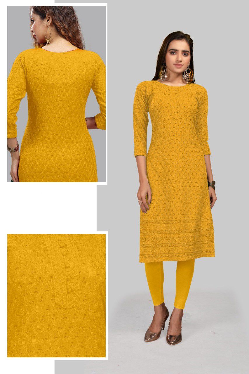 Golden Crush Fancy Designer Ethnic Wear Rayon Kurtis Collection